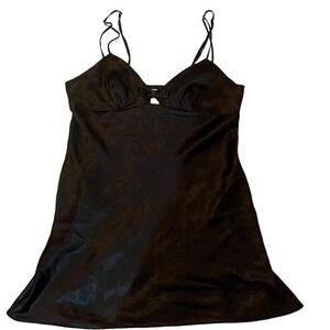 VTG Victorias Secret Black Slip Dress Women's M Cami Flirty Y2K Babydoll Bow